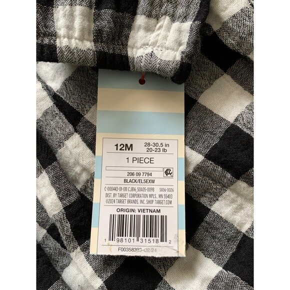 Cat & Jack Baby Girls Black Plaid Bodysuit With Floral Embroidery - Picture 6 of 11